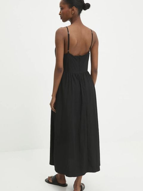 Answear.LAB sukienka kolor czarny midi rozkloszowana