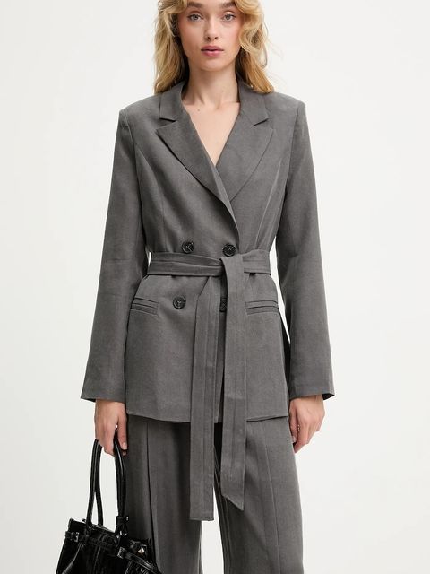 Answear.LAB marynarka kolor szary dwurzędowa gładka