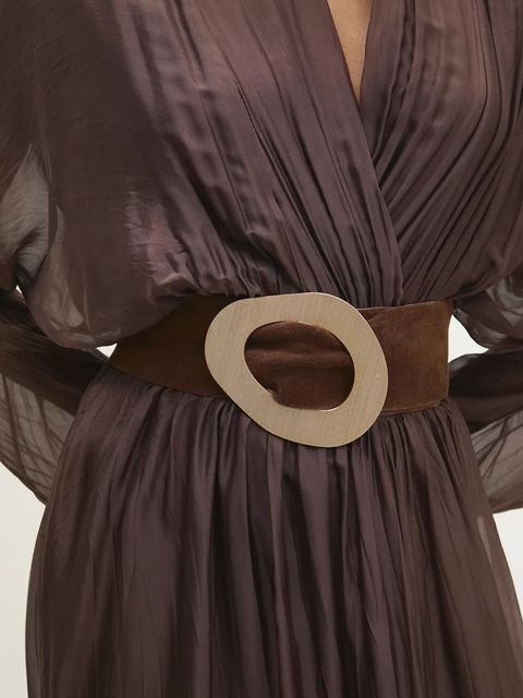 Answear Lab pasek zamszowy kolor brązowy