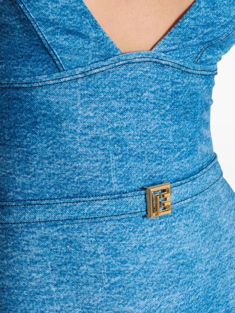 Balmain logo-plaque swimsuit - Blue - zdjęcie produktu nr 2