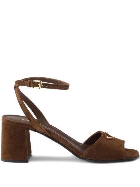 Prada logo-plaque suede sandals - Brown - zdjęcie produktu nr 1