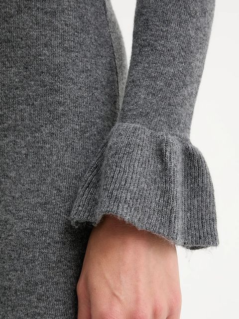 Answear.LAB sukienka z kaszmirem kolor szary midi prosta