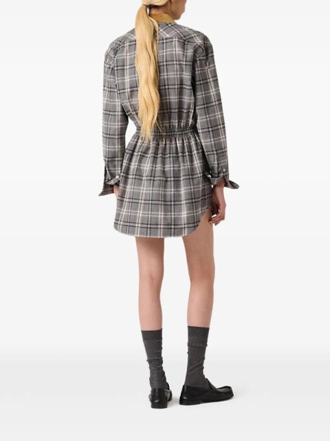 Miu Miu buttoned check-pattern mini dress - Grey