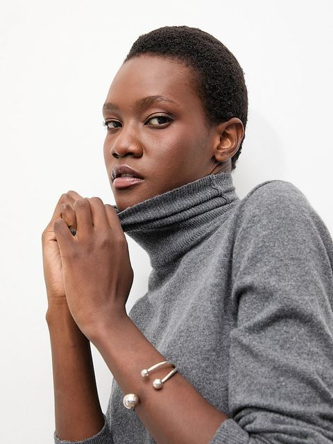 Answear Lab sweter z kaszmirem kolor szary lekki z golfem - zdjęcie produktu nr 1