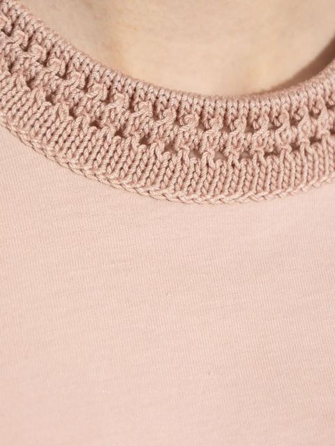 Moncler crochet-detail cotton T-shirt - Pink