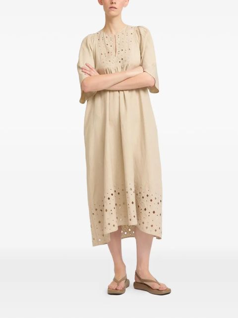 Yves Salomon embroidered-detail midi dress - Neutrals