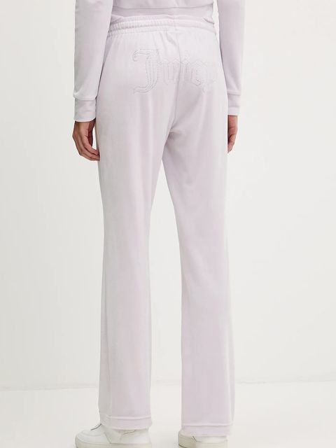 Juicy Couture spodnie dresowe welurowe kolor fioletowy z aplikacją JCWBJ225307