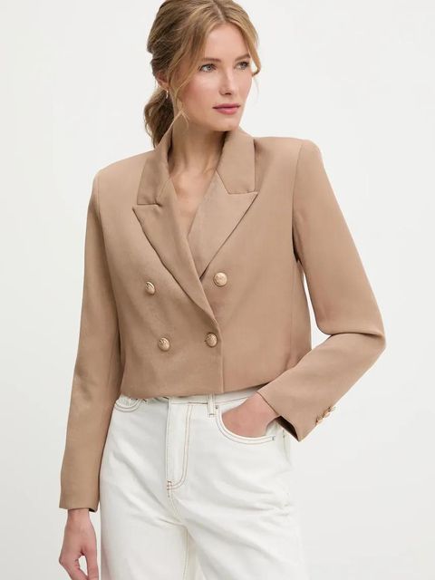 Answear.LAB marynarka kolor brązowy dwurzędowa gładka - zdjęcie produktu nr 1