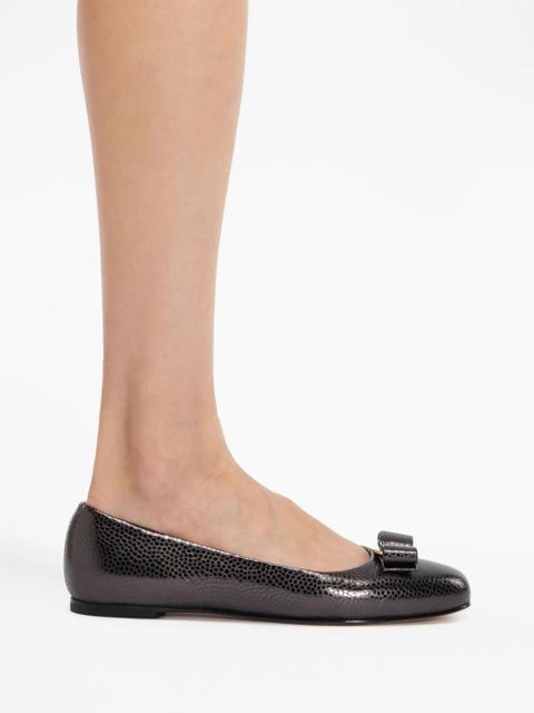 Ferragamo Varina bow-detail leather ballerinas - Black