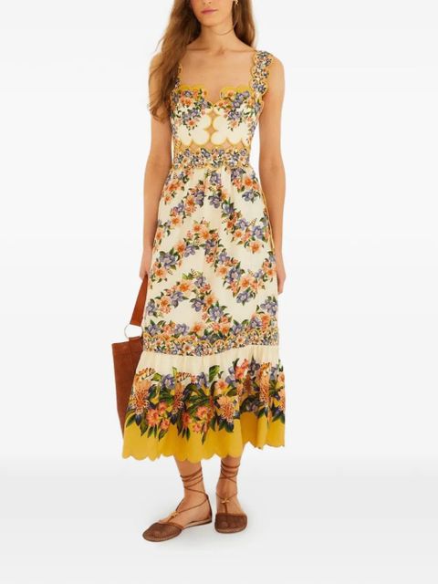 FARM Rio Hilo floral-print scalloped dress - Neutrals - zdjęcie produktu nr 2