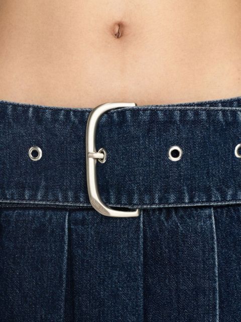 Off-White pleated asymmetric denim skirt - Blue