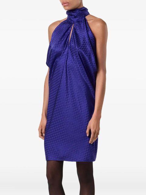 Versace draped halterneck mini dress - Blue