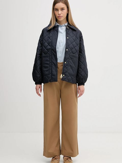 Barbour spodnie Alara damskie kolor brązowy szerokie high waist LTR0411 - zdjęcie produktu nr 2