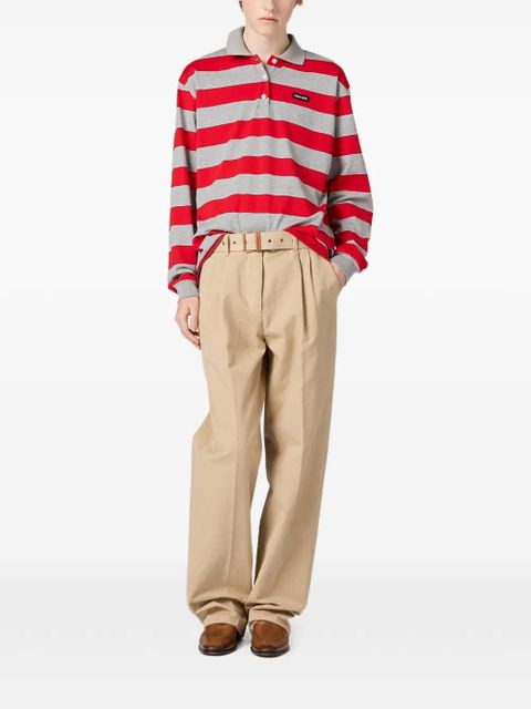 Miu Miu striped long-sleeve polo shirt - Red - zdjęcie produktu nr 1