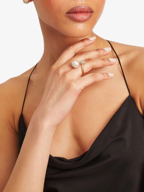 Jimmy Choo Auri logo-plaque cuff ring - Gold