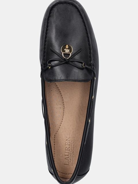 Lauren Ralph Lauren mokasyny skórzane Wylie damskie kolor czarny na płaskim obcasie 802967751001