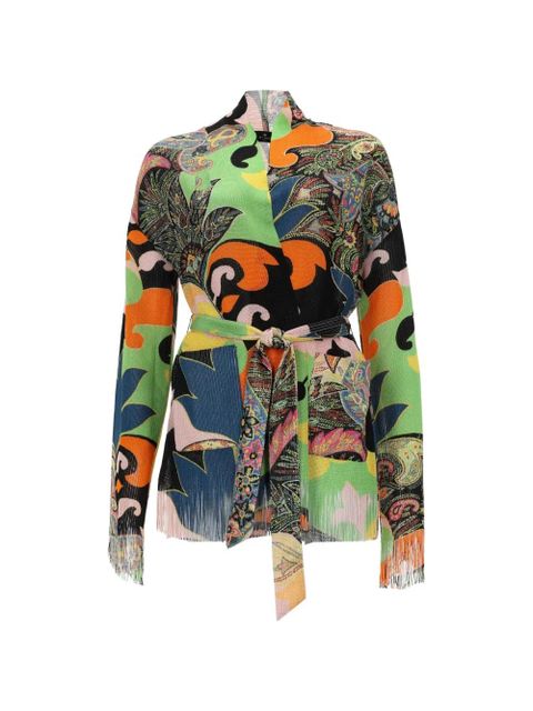 ETRO paisley-print fringed-edge cardigan - Green - zdjęcie produktu nr 1