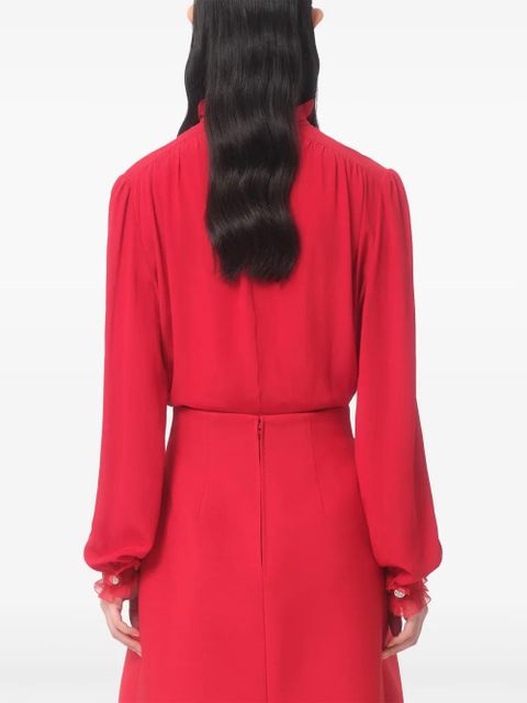 Valentino Garavani lace-trim silk blouse - Red