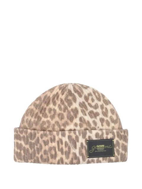 GANNI leopard-print beanie - Neutrals - zdjęcie produktu nr 2