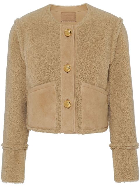 Prada shearling cropped jacket - Neutrals - zdjęcie produktu nr 1