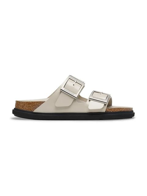 Birkenstock klapki skórzane Arizona Droplet Buckle damskie kolor beżowy 1030326 - zdjęcie produktu nr 1