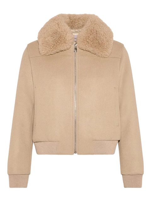 Yves Salomon lambswool-collar bomber jacket - Neutrals - zdjęcie produktu nr 1