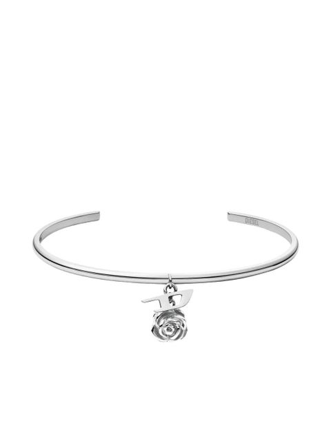 Diesel rose-charm bangle bracelet - Grey