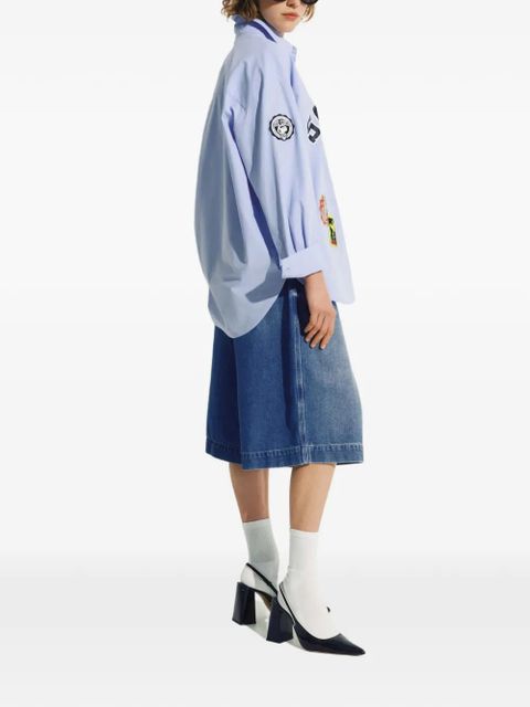 Essentiel Antwerp Woodstock-embroidered denim shorts - Blue