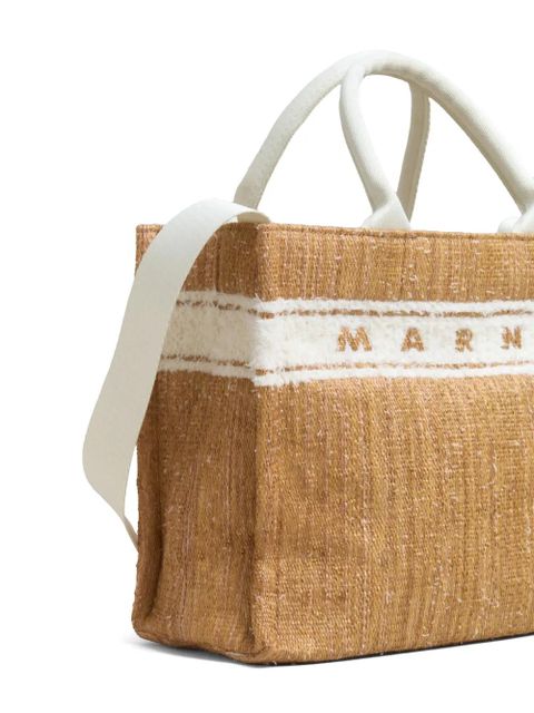 Marni embroidered logo tote bag - Neutrals