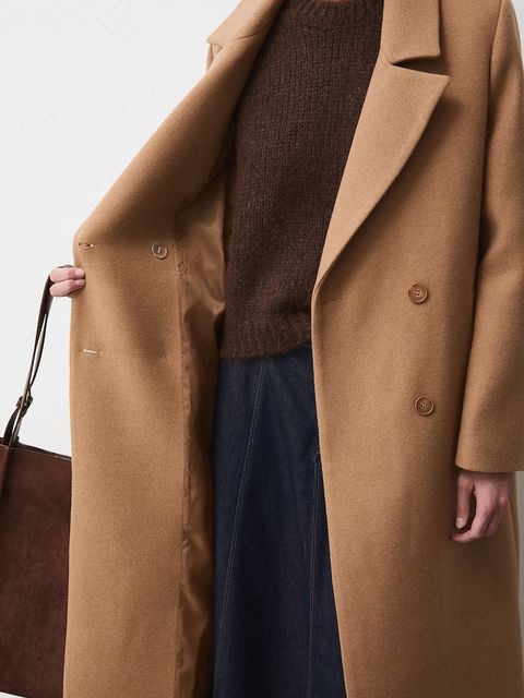 Medicine płaszcz z domieszką wełny damski kolor beżowy