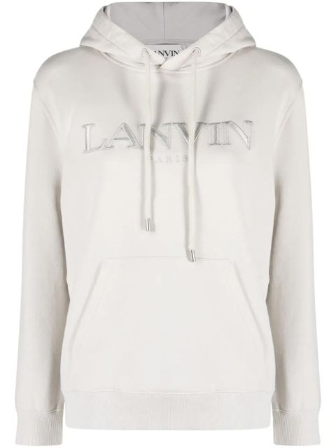 Lanvin logo-embroidered cotton hoodie - Neutrals - zdjęcie produktu nr 1