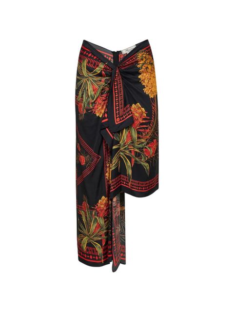 Blumarine floral-print asymmetric midi skirt - Black - zdjęcie produktu nr 1
