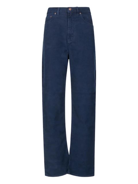 Victoria Beckham corduroy-effect logo-patch jeans - Blue - zdjęcie produktu nr 1