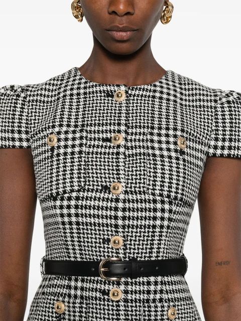 Self-Portrait Houndstooth midi dress - Black