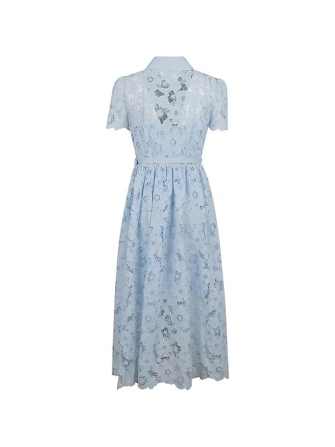 Self-Portrait belted floral-lace dress - Blue - zdjęcie produktu nr 2