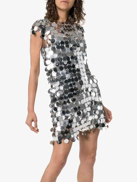 Rabanne sequin chain-disc mini dress - Metallic