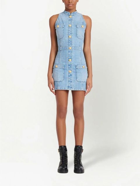 Balmain denim fitted mini dress - Blue