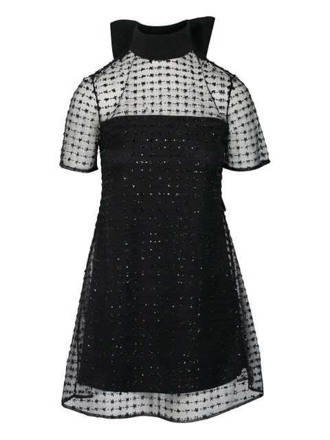 STAUD bow-detail sequin-embellished mini dress - Black - zdjęcie produktu nr 1