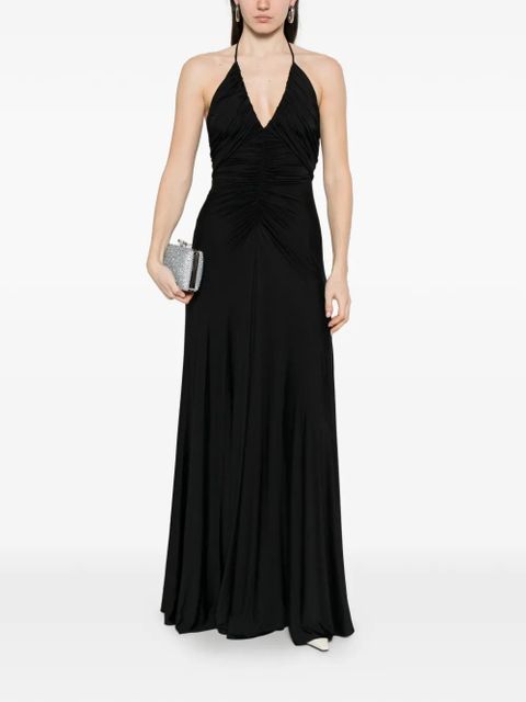 Self-Portrait halter ruched maxi dress - Black - zdjęcie produktu nr 2