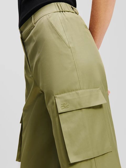 Karl Lagerfeld spodnie damskie kolor zielony proste medium waist A2W10028