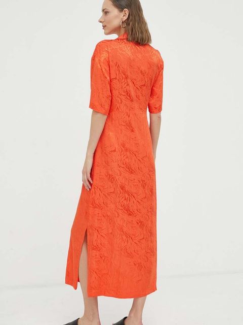 2NDDAY sukienka kolor pomarańczowy maxi rozkloszowana