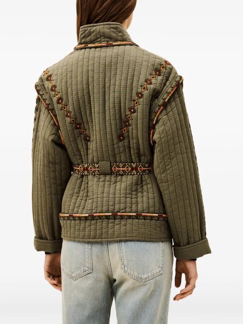 Ba&Sh Cocoon quilted embroidered jacket - Green