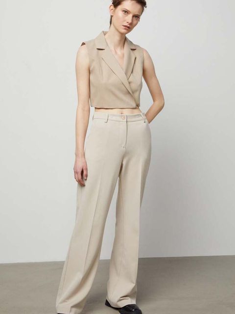 Answear.LAB kamizelka kolor beżowy jednorzędowa