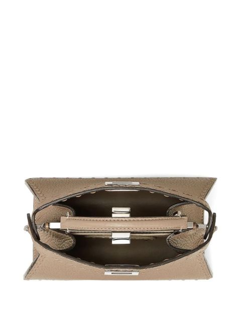 FENDI Peekaboo stitched top handle shoulder bag - Neutrals