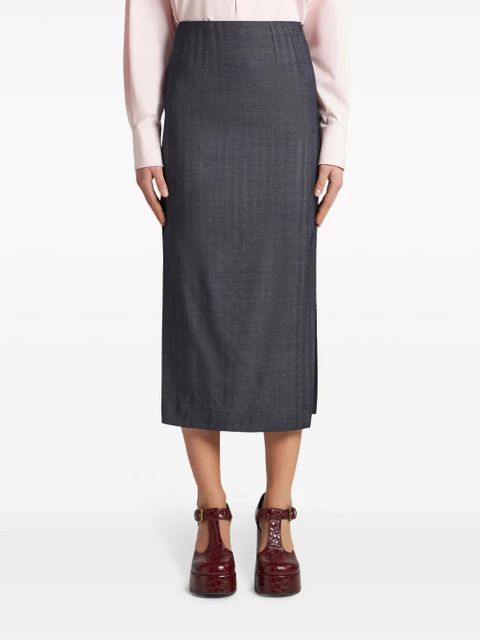 ETRO stripe-jacquard wool pencil skirt - Blue