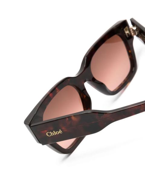 Chloé Eyewear logo-print square-frame sunglasses - Brown