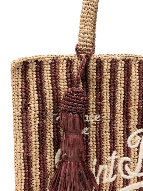 MC2 Saint Barth Collette striped raffia tote bag - Red