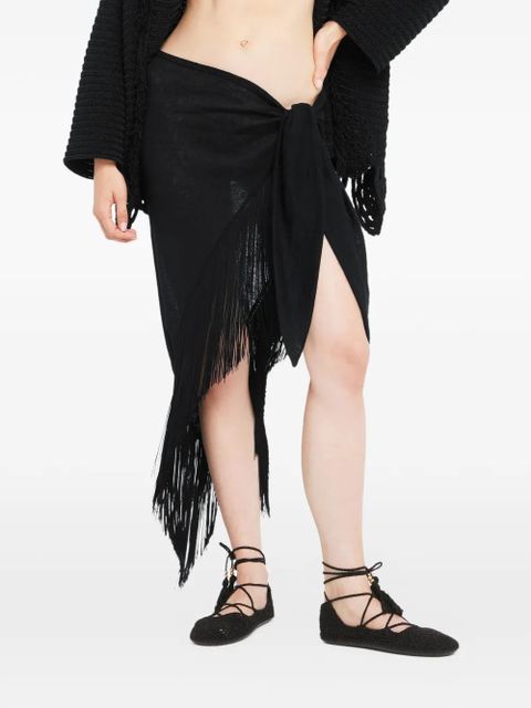 Alanui fringed self-tie pareo skirt - Black - zdjęcie produktu nr 1