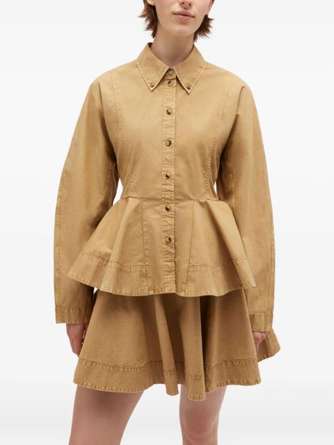 GANNI peplum cotton shirt - Neutrals