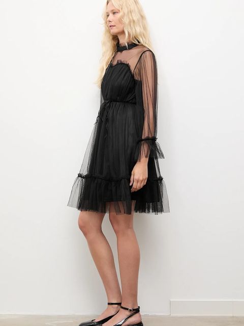 Answear.LAB sukienka kolor czarny mini rozkloszowana